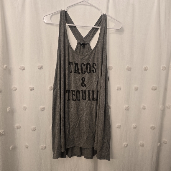 Torrid Womens Gray Tank Top with Tacos & Tequila Print Size 2 - Picture 1 of 5